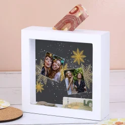 Bilderrahmenspardose zu Weihnachten mit zwei Fotos