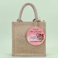 Biorebe Bio Wein Geschenkset zum Geburtstag Alte Schachtel mit Weinglas & Jutetasche personalisiert