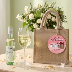 Biorebe Bio Wein Geschenkset zum Geburtstag Alte Schachtel mit Weinglas & Jutetasche personalisiert