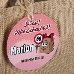 Biorebe Bio Wein Geschenkset zum Geburtstag Alte Schachtel mit Weinglas & Jutetasche personalisiert
