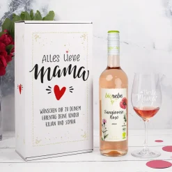 Biorebe Wein Geschenkset zum Muttertag mit Weinglas in Geschenkbox