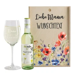 Biorebe Wein-Set zum Muttertag mit Wunschname und persönlichem Text