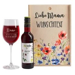 Biorebe Wein-Set zum Muttertag mit Wunschname und persönlichem Text