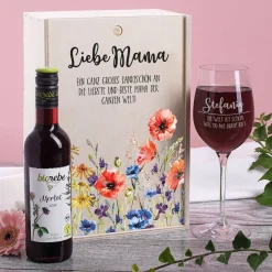 Biorebe Wein-Set zum Muttertag mit Wunschname und persönlichem Text