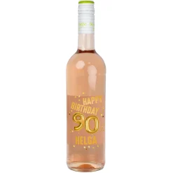 Biorebe Wein zum 90. Geburtstag personalisiert mit Name | Luftballon & Konfetti Design