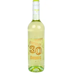 Biorebe Wein zum 30. Geburtstag personalisiert mit Name | Luftballon & Konfetti Design