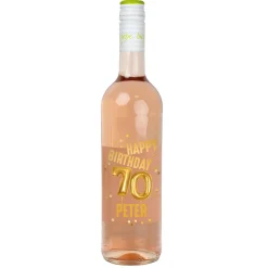Biorebe Wein zum 70. Geburtstag personalisiert mit Name | Luftballon & Konfetti Design