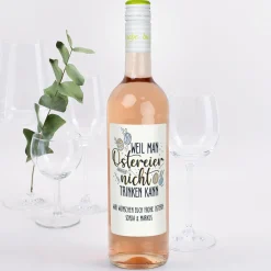 Biorebe Wein zu Ostern mit Wunschtext | „Weil man Ostereier nicht trinken kann“