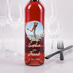 Biorebe Wein zur Hochzeit personalisiert mit Foto, Namen und Datum | Eukalyptus