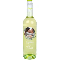 Biorebe Wein zur Hochzeit personalisiert mit Foto, Namen und Datum | Eukalyptus