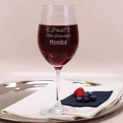 Bio Wein Geschenk Set zum Geburtstag personalisiert für alte Schachteln mit Weinglas & Geschenkbox