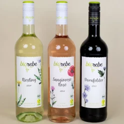 Bio Wein Geschenk Set zum Geburtstag personalisiert für alte Schachteln mit Weinglas & Geschenkbox