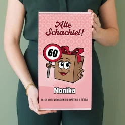 Bio Wein Geschenk Set zum Geburtstag personalisiert für alte Schachteln mit Weinglas & Geschenkbox