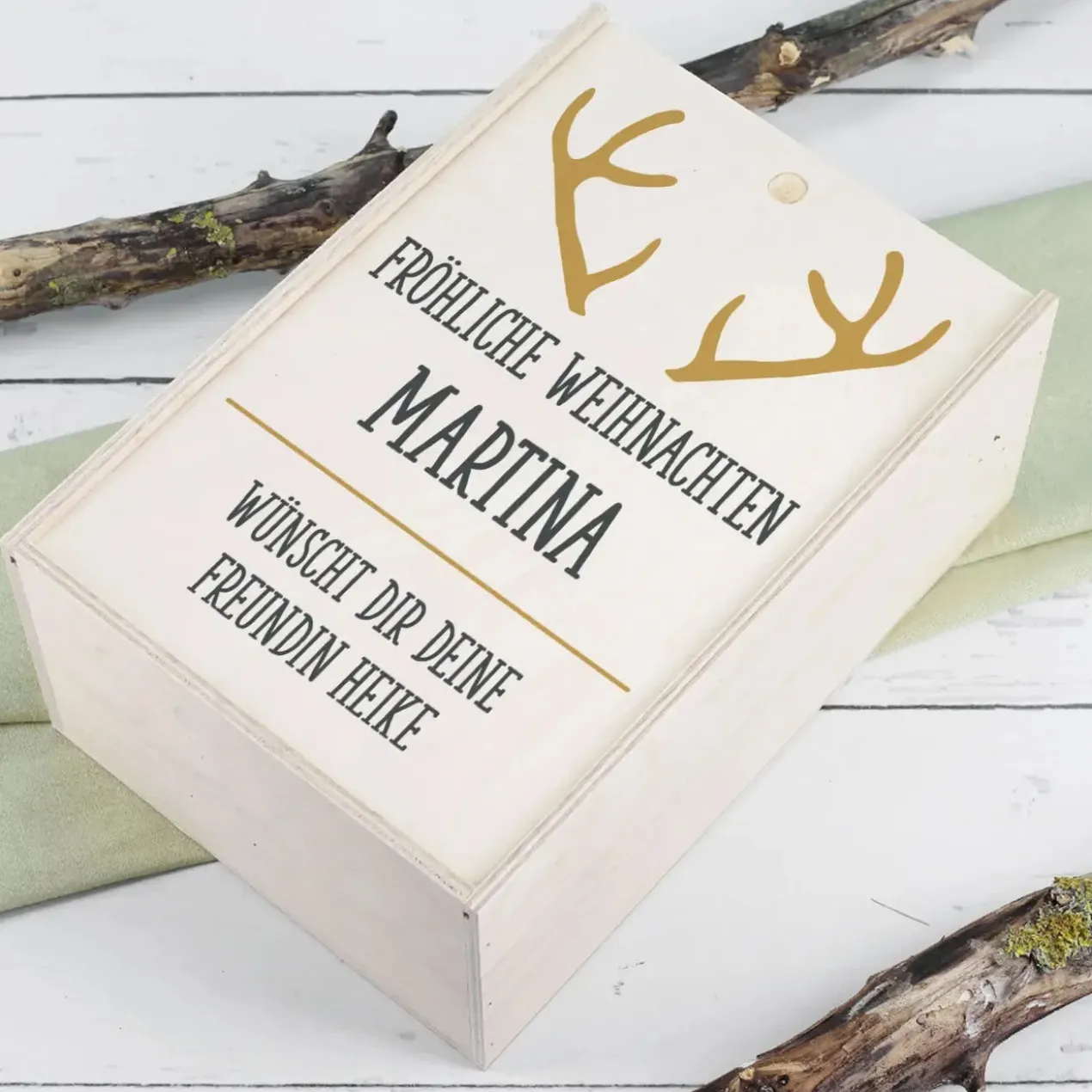 Bio Wein Geschenkset zu Weihnachten mit graviertem Glas und Box