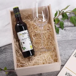 Bio Wein Geschenkset zu Weihnachten mit graviertem Glas und Box