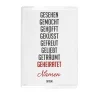 Blechpostkarte mit kurzer Lovestory, Namen und Datum