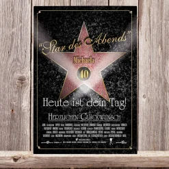 Blechschild mit Aufdruck Star des Abends Walk of Fame
