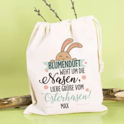 Blumenduft weht um die Nasen - Geschenksack zu Ostern mit Ihrem Wunschnamen