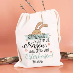 Blumenduft weht um die Nasen - Geschenksack zu Ostern mit Ihrem Wunschnamen