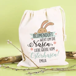 Blumenduft weht um die Nasen - Geschenksack zu Ostern mit Ihrem Wunschnamen
