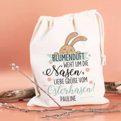 Blumenduft weht um die Nasen - Geschenksack zu Ostern mit Ihrem Wunschnamen