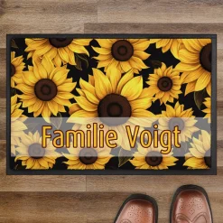 Blumen-Fußmatte - verschieden Motive mit Ihrem Text & 2 Größen zur Auswahl