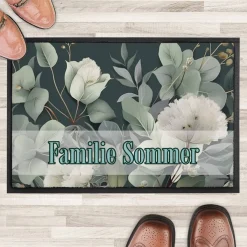 Blumen-Fußmatte - verschieden Motive mit Ihrem Text & 2 Größen zur Auswahl