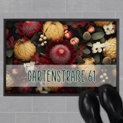 Blumen-Fußmatte - verschieden Motive mit Ihrem Text & 2 Größen zur Auswahl