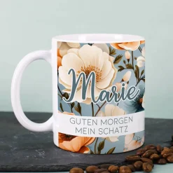 Blumentasse mit Ihrem Namen und Wunschtext
