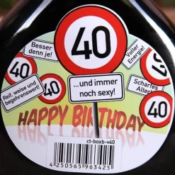 Bocksbeutel zum 40. Geburtstag mit Verkehrszeichen