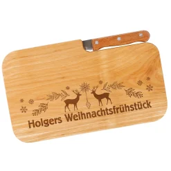 Brettchen mit personalisierter Gravur zu Weihnachten | Frühstücksbrettchen aus Holz