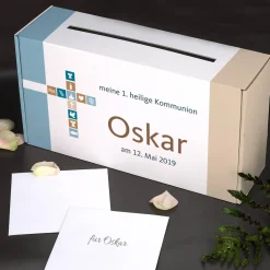 Briefbox für Jungen zu religiösen Anlässen, mit Name und Wunschtext bedruckt