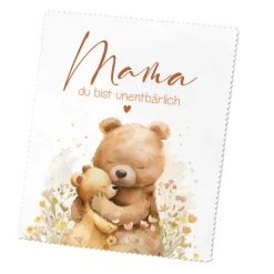 Brillenputztuch für Mama 'Du bist unentbärlich' mit Bärenmotiv | Mikrofasertuch als Geschenk zum Muttertag