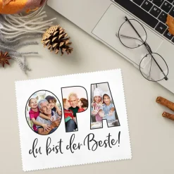 Brillenputztuch mit 3 Fotos für den besten Opa