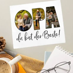 Brillenputztuch mit 3 Fotos für den besten Opa