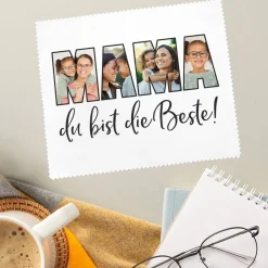 Brillenputztuch mit 4 Fotos für die beste Mama