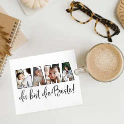 Brillenputztuch mit 4 Fotos für die beste Mama