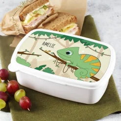 Brotdose mit Chamäleon Motiv und Ihrem Wunschnamen