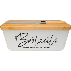 Brotkasten mit Messer & Bambus Schneidebrett | Personalisiert mit Wunschtext für die Küche