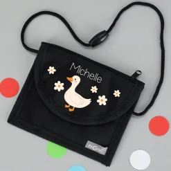 Brustbeutel personalisierbar mit Name & Enten Motiv | Geschenk für Mädchen | Farbauswahl