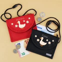 Brustbeutel personalisierbar mit Name & Enten Motiv | Geschenk für Mädchen | Farbauswahl