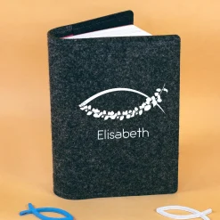 Buchhülle für Gotteslob mit Ichthys Fisch Motiv & Name | Personalisierte Schutzhülle für Gesangbuch