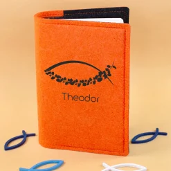Buchhülle für Gotteslob mit Ichthys Fisch Motiv & Name | Personalisierte Schutzhülle für Gesangbuch