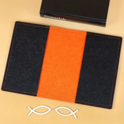 Buchhülle für Gotteslob mit Kreuz & Ichthys Fisch | Personalisierte Schutzhülle für Gesangbuch mit Name