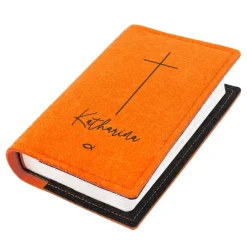 Buchhülle für Gotteslob mit Kreuz & Ichthys Fisch | Personalisierte Schutzhülle für Gesangbuch mit Name