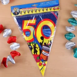 Bunte Wimpelkette zum 50. Geburtstag