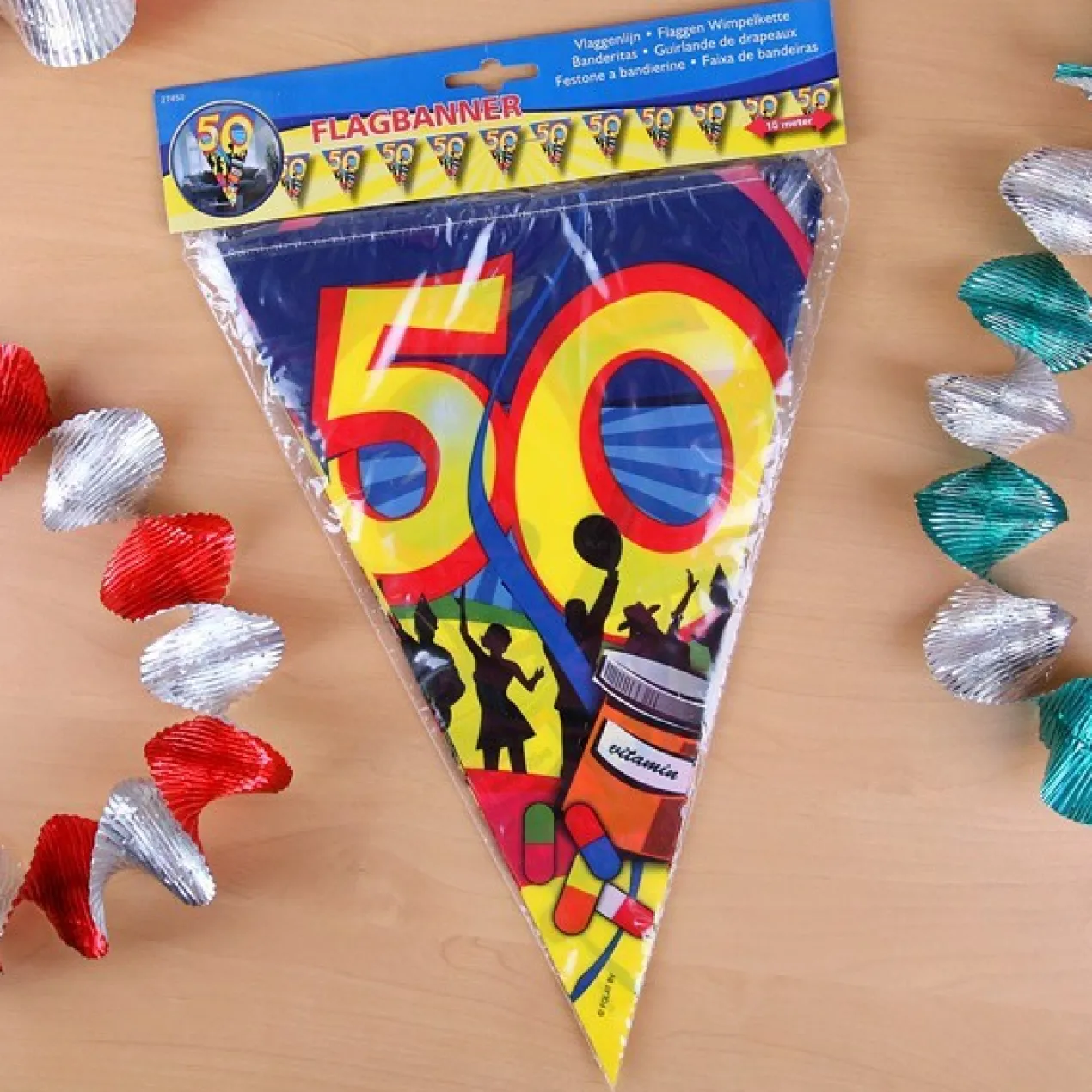 Bunte Wimpelkette zum 50. Geburtstag