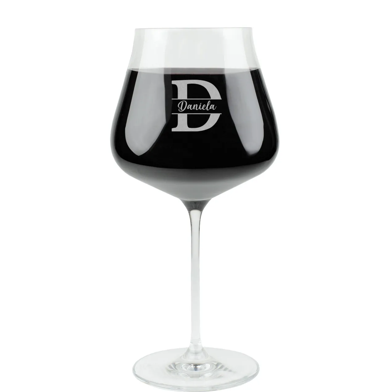 Burgunderglas mit Gravur von Initiale & Name | Personalisiertes Weinglas von Leonardo 770ml