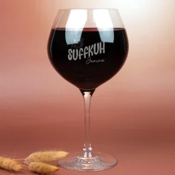 Burgunderglas von Leonardo mit Gravur 'Suffkuh' & Name personalisiert | Lustiges Weinglas Geschenk
