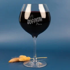 Burgunderglas von Leonardo mit Gravur 'Suffkuh' & Name personalisiert | Lustiges Weinglas Geschenk